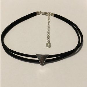 Claire’s Black Suede Choker Silver Triangle